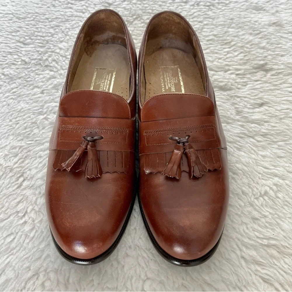 Stuart McGuire Vintage Brown Leather Men’s Slide On Shoes Size 11 D